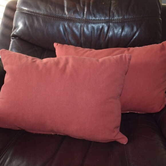 burnt red Orange DUCK Feathers Throw Pillow By Calvin Klein Furniture pair 2 Set - Picture 3 of 14